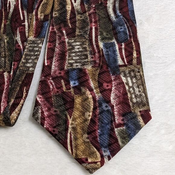 Vintage Men's 100% Silk Tie  - Abstract Motif   - Made in Italy - Picture 10 of 11